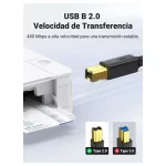 Cable USB 2.0 Tipo A a Tipo B Impresora 1.8m - Imagen 2