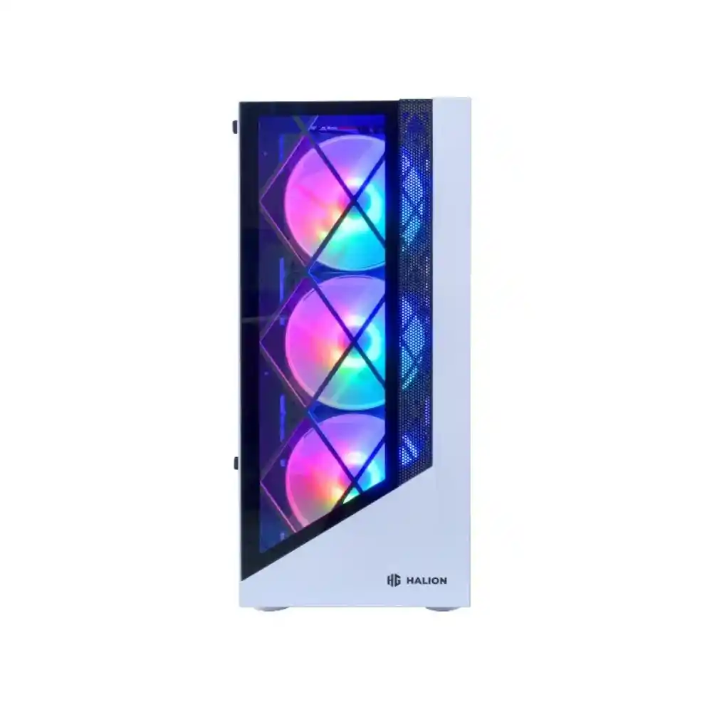 Case Gamer HALION Dragon CR15 Blanco 500W Rainbow LED