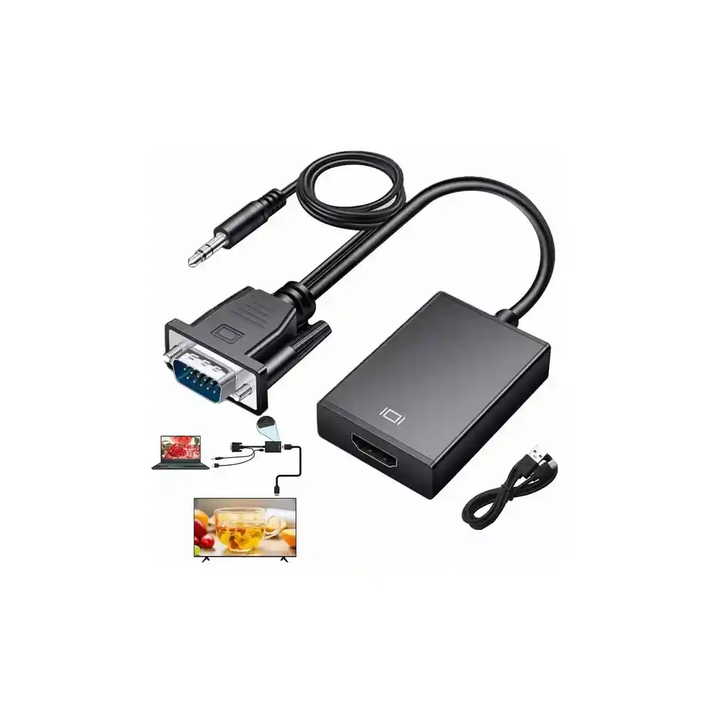 Convertidor HDMI a VGA con Audio Full HD 1080p